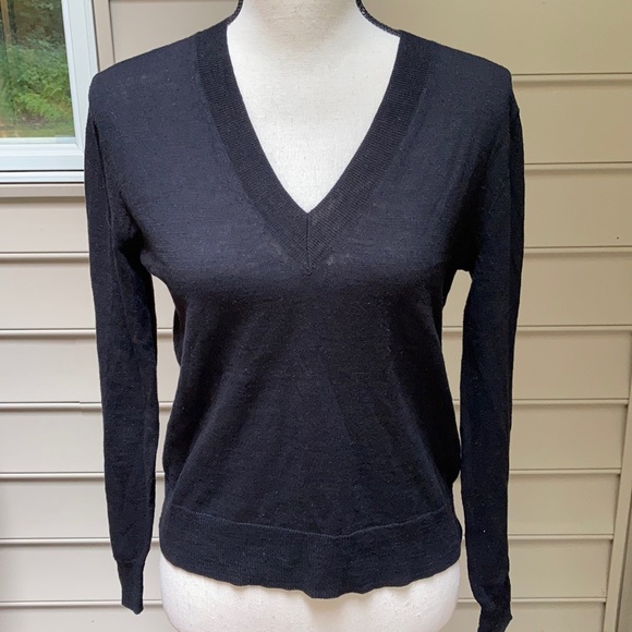NWT J Crew Slub Knit V Neck Sweater Cotton Black - Picture 2 of 6